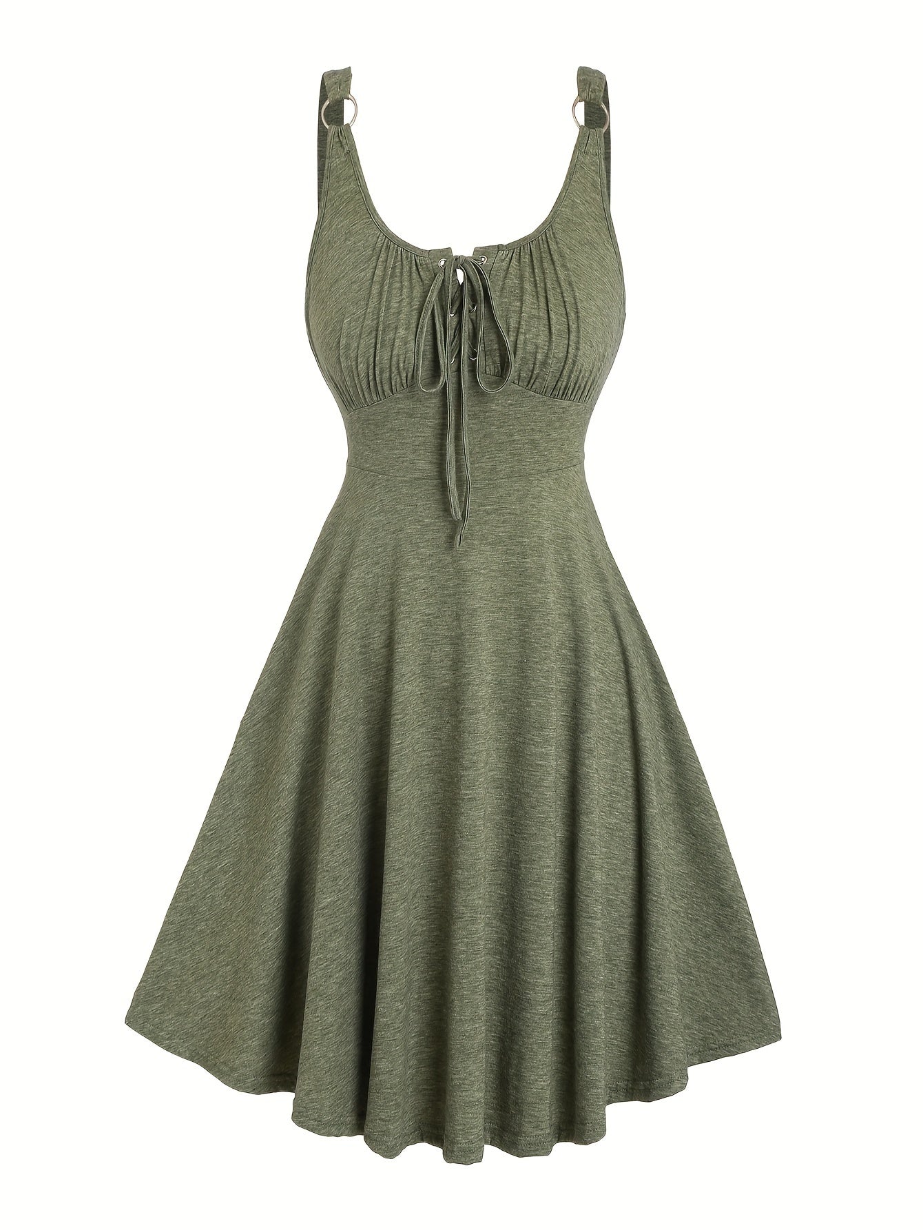 Olivgrünes Sommerkleid mit Kordelzug - Lisa