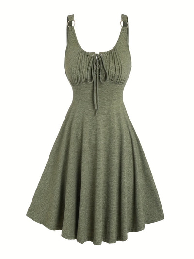 Olivgrünes Sommerkleid mit Kordelzug - Lisa