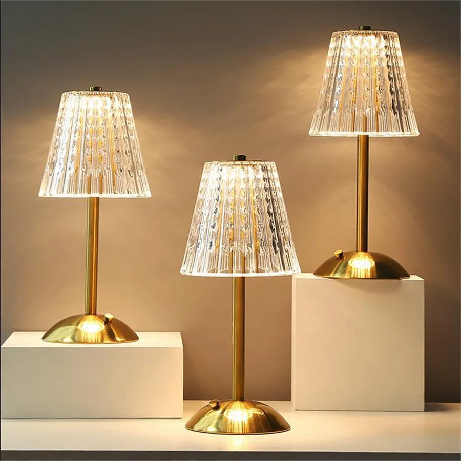 Zendoo | Goldene Kristall-Tischleuchte