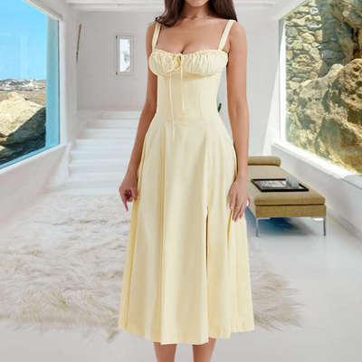 Gelbes Kleid mit Trägern - Sophie