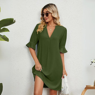 Isadee | Bequemes Kleid Mit V-Ausschnitt
