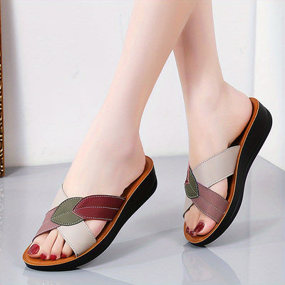 Beige Damen Cross Strap Sandalen - Lara