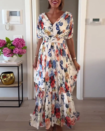 Carrie | Weiches Floral V-Ausschnitt Maxikleid