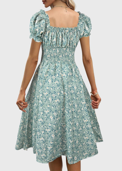 Nancy - Blumen-Midi-Kleid mit Puffärmeln