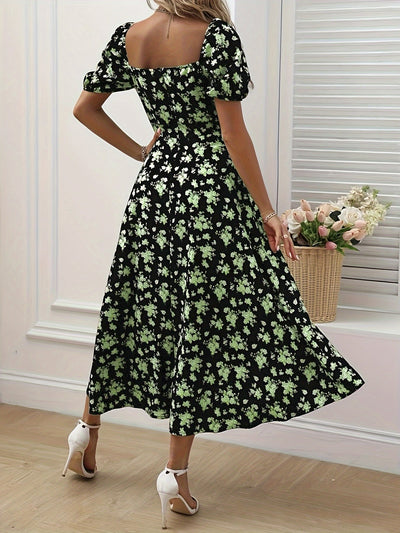 Gelbes Blumenprint-Kleid - Sophie