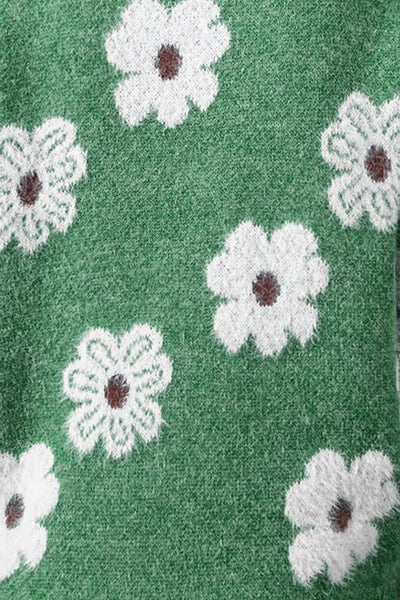 Adelynn | Gestricktes Blumentrikot mit halben Reißverschluss