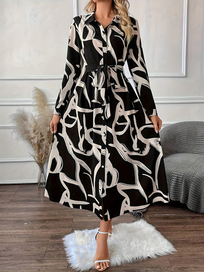 Schwarz-Weißes Hemdblusenkleid - Carla