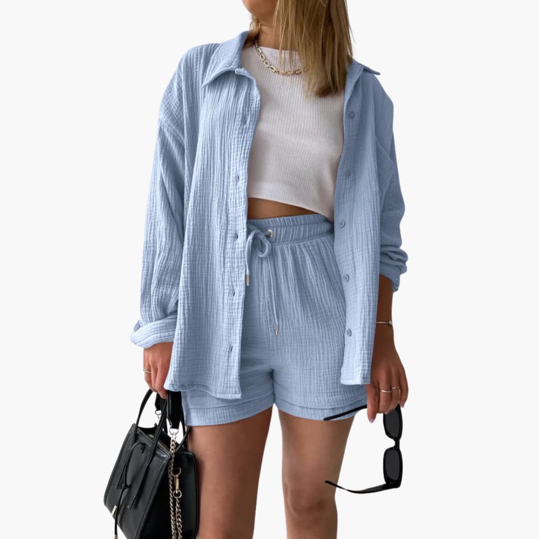 Zweiteiliges Set mit Shorts für Damen - lässiger Sommerlook