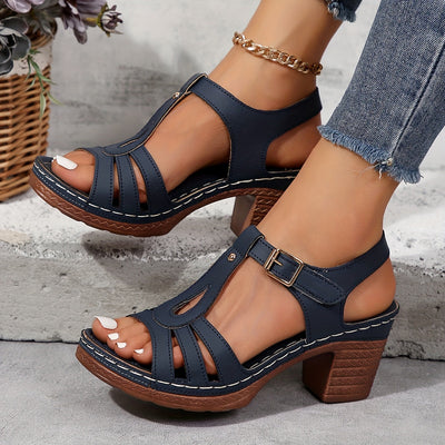 Braune Geflochtene Plateau-Sandalen - Sophia