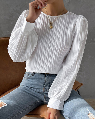 Weiße Bluse mit langen Ärmeln - Clara
