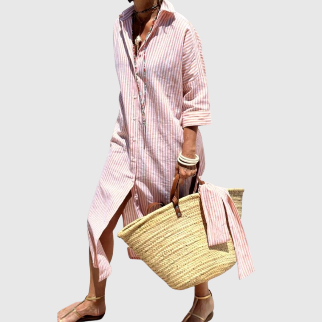 Elodie - Schickes gestreiftes Hemdblusenkleid