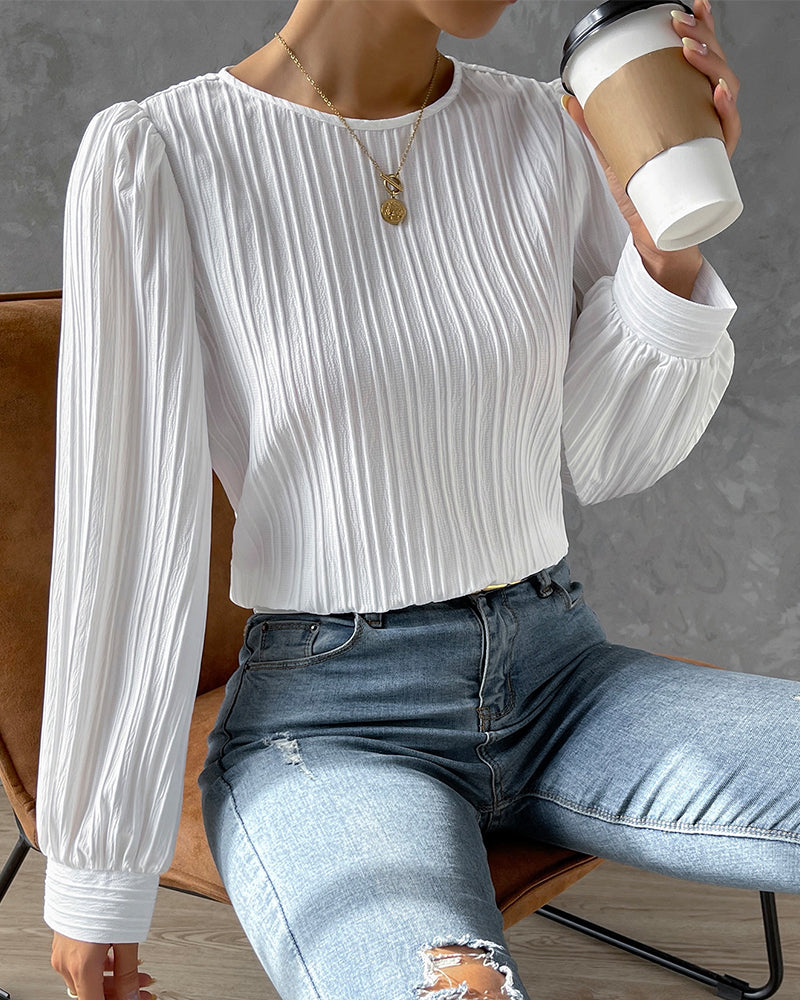 Weiße Bluse mit langen Ärmeln - Clara