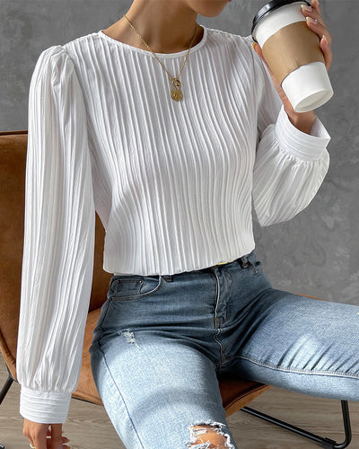 Weiße Bluse mit langen Ärmeln - Clara