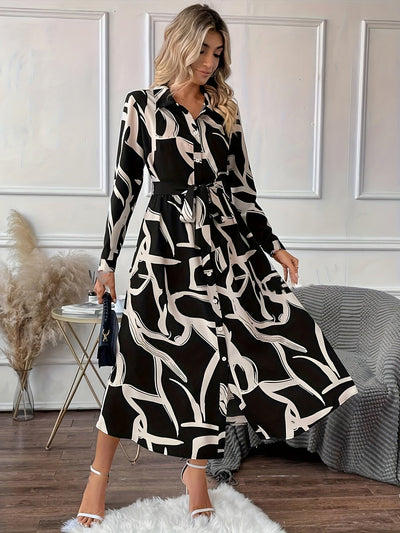 Schwarz-Weißes Hemdblusenkleid - Carla