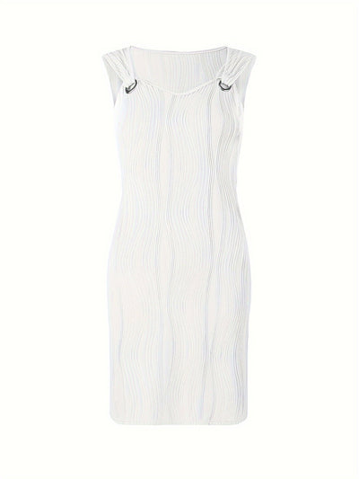 Weißes Sommerkleid mit Wellenlinien - Emilia