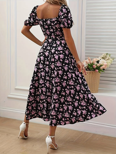 Gelbes Blumenprint-Kleid - Sophie