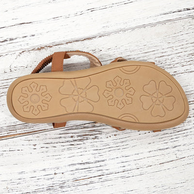 Bronzene flache Sandalen mit Strass und Schmetterlingsdesign - Alina