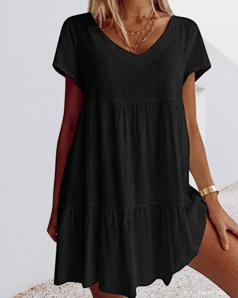 Pauline - Baumwollmisch-Kleid mit kurzen Ärmeln
