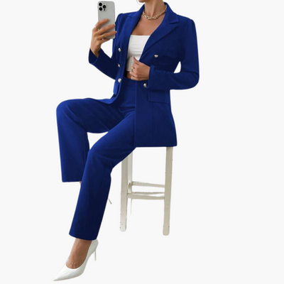 Zweiteiliger Anzug mit Damen - Blazer und geraden Hosen