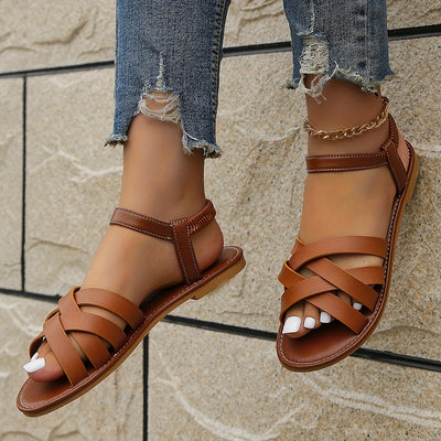 Dunkelbraune Flache Sandalen - Emma