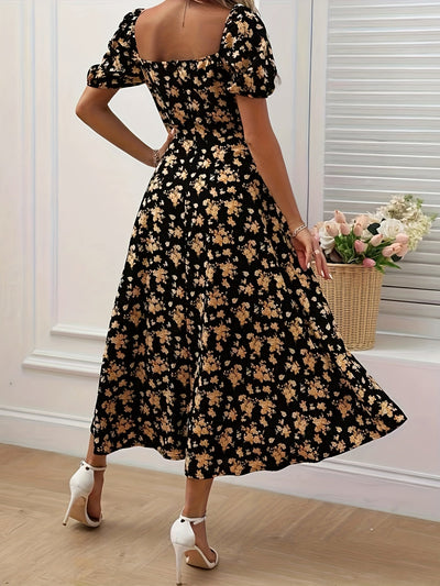 Gelbes Blumenprint-Kleid - Sophie