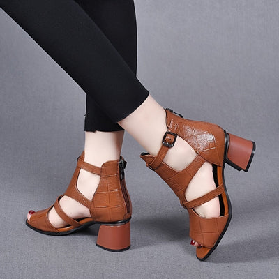 Schwarze Lederpumps mit Schnallen - Elena