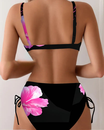 Bikini Dreieck Schnürung Blumenmuster