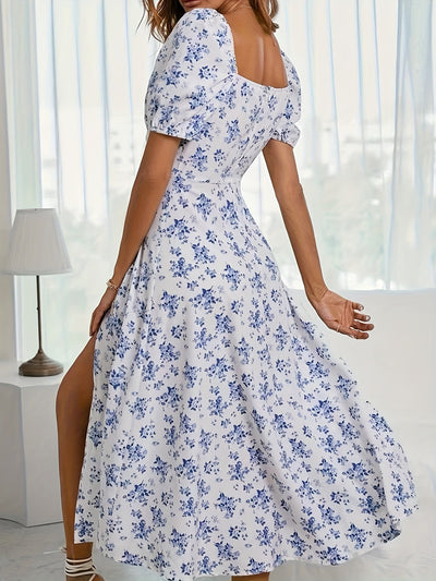 Gelbes Blumenprint-Kleid - Sophie