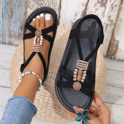 Blaue Sandalen mit Perlen - Sofia