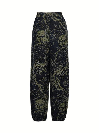 Graublaue Blumenhose Leichtigkeit - Marina
