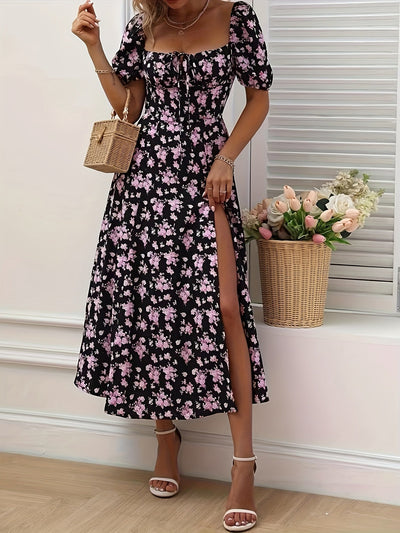 Gelbes Blumenprint-Kleid - Sophie