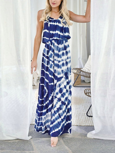 Kleid in Blau-Weiß - Sofia, Tie-Dye-Muster, Maxikleid