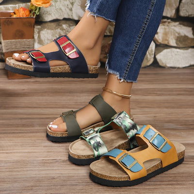 Olivegrüne Sandalen mit Korkfußbett - Lena