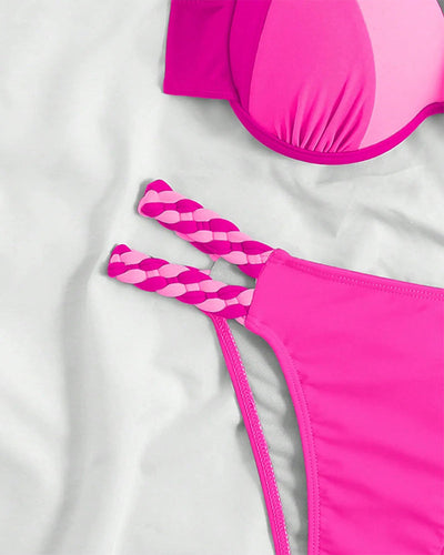 Colorblock-Neckholder-Bikini-Set