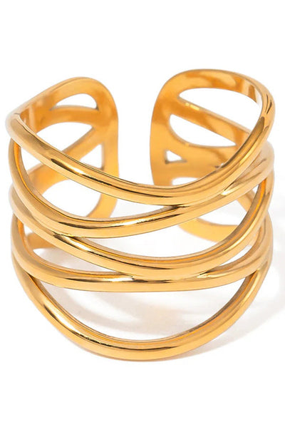 Catalina | Elegante Wellenförmige Edelstahlring Mit Verstellbarem Design, Ultraleicht