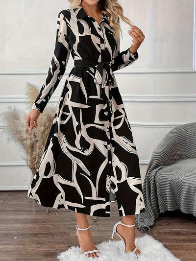 Schwarz-Weißes Hemdblusenkleid - Carla