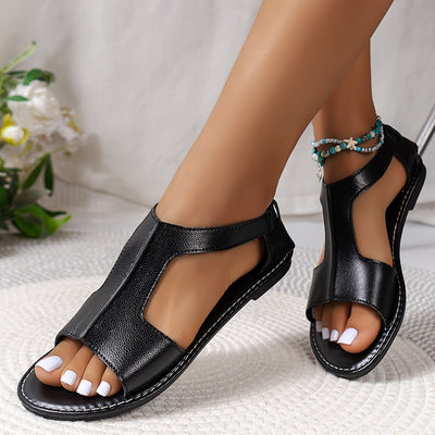 Weiße Flache Sandalen mit T-Riemen - Mila