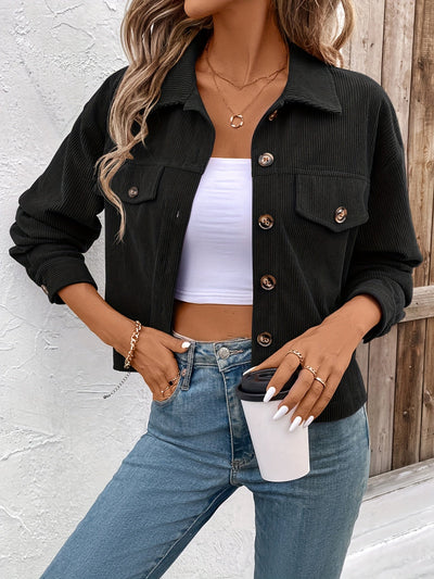 Knopf-Front Jacke - Lässige Langarmjacke für stilvolle Momente