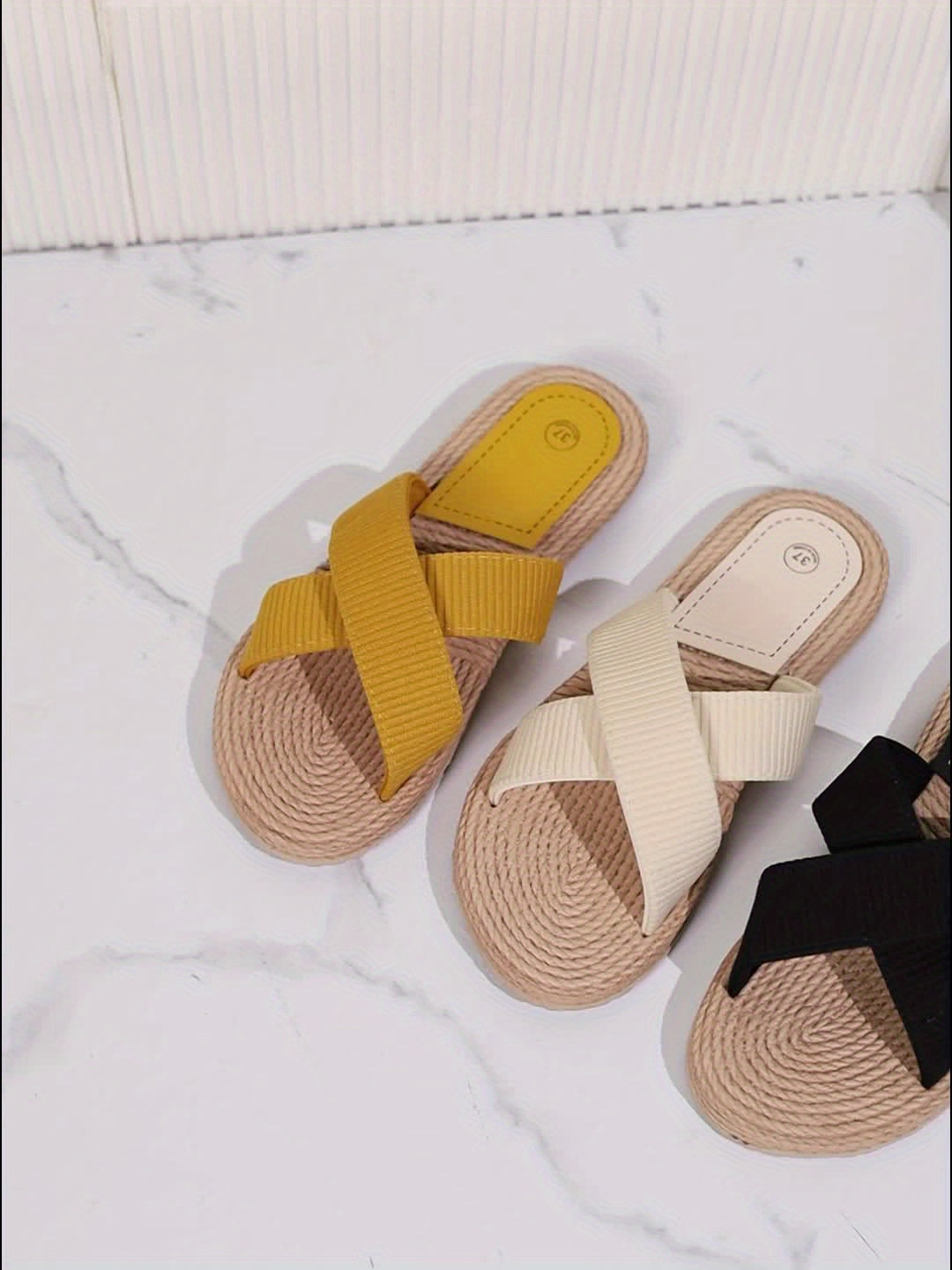 Beige Kreuzband Hausschuhe - Luisa