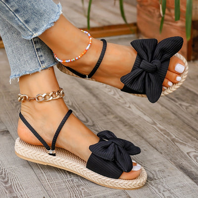 Beige Sandalen mit Schleifen - Mia