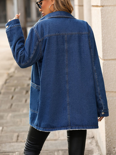 Damen Denim Mantel mit Fleecefutter