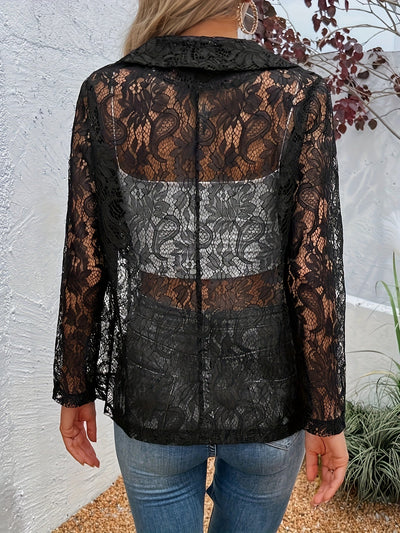 Blazer mit Blumenspitze und Offener Front - Isabella
