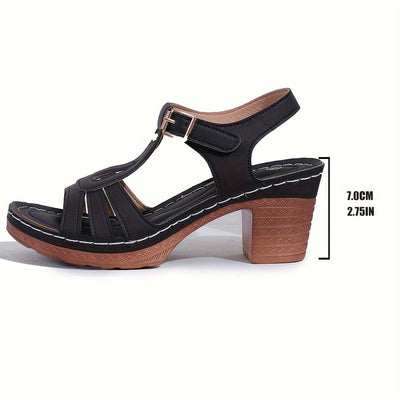 Schwarze Sandalen mit Blockabsatz - Lara
