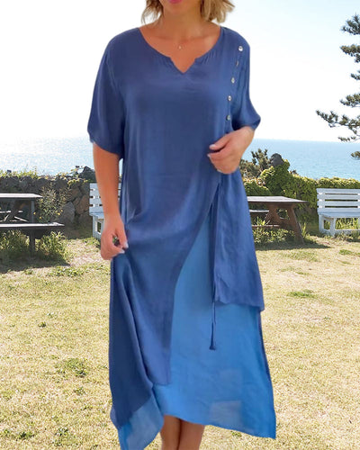 Lianna - Asymmetrisches Kleid mit kurzen Ärmeln