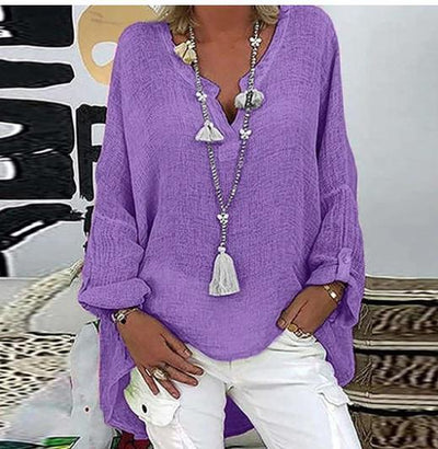 Hellblaue Baumwollbluse mit Knopfdetails - Nina
