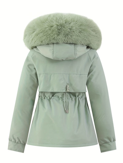 Lässige Windjacke mit Kapuze und abnehmbarem Kunstfell