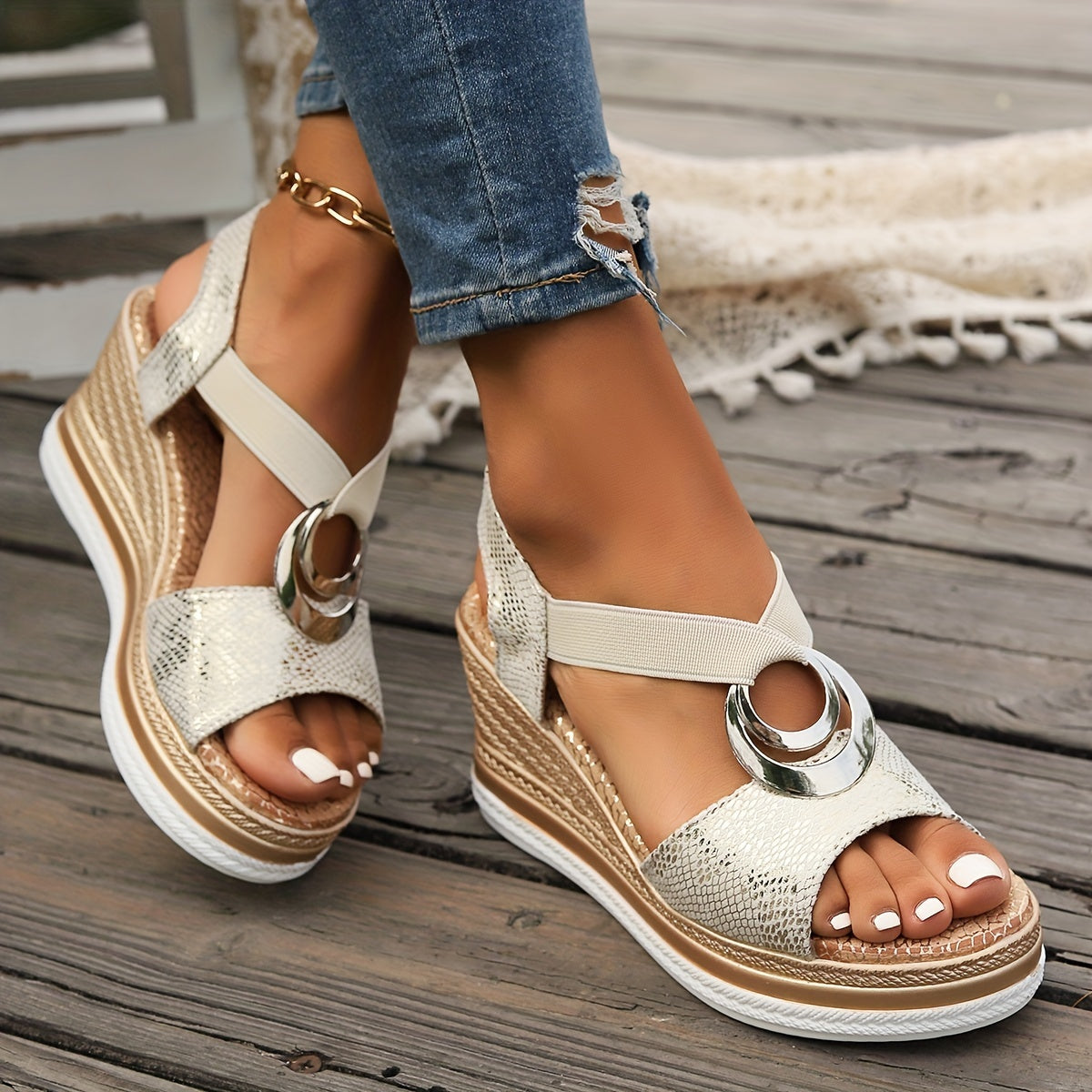 Blaue Wedge-Sandaletten - Laura