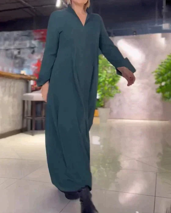 Evie - Retro Vibe Loose Fit Maxikleid