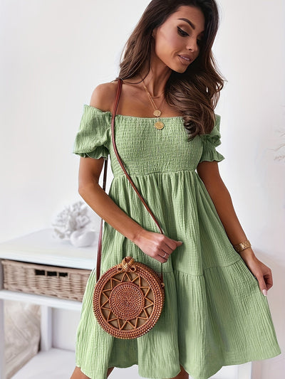 Beiges Off-Shoulder Kleid - Clara