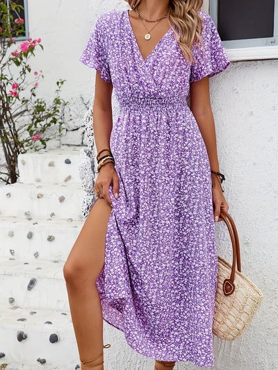 Lila Kleid mit Blumenprint - Lara